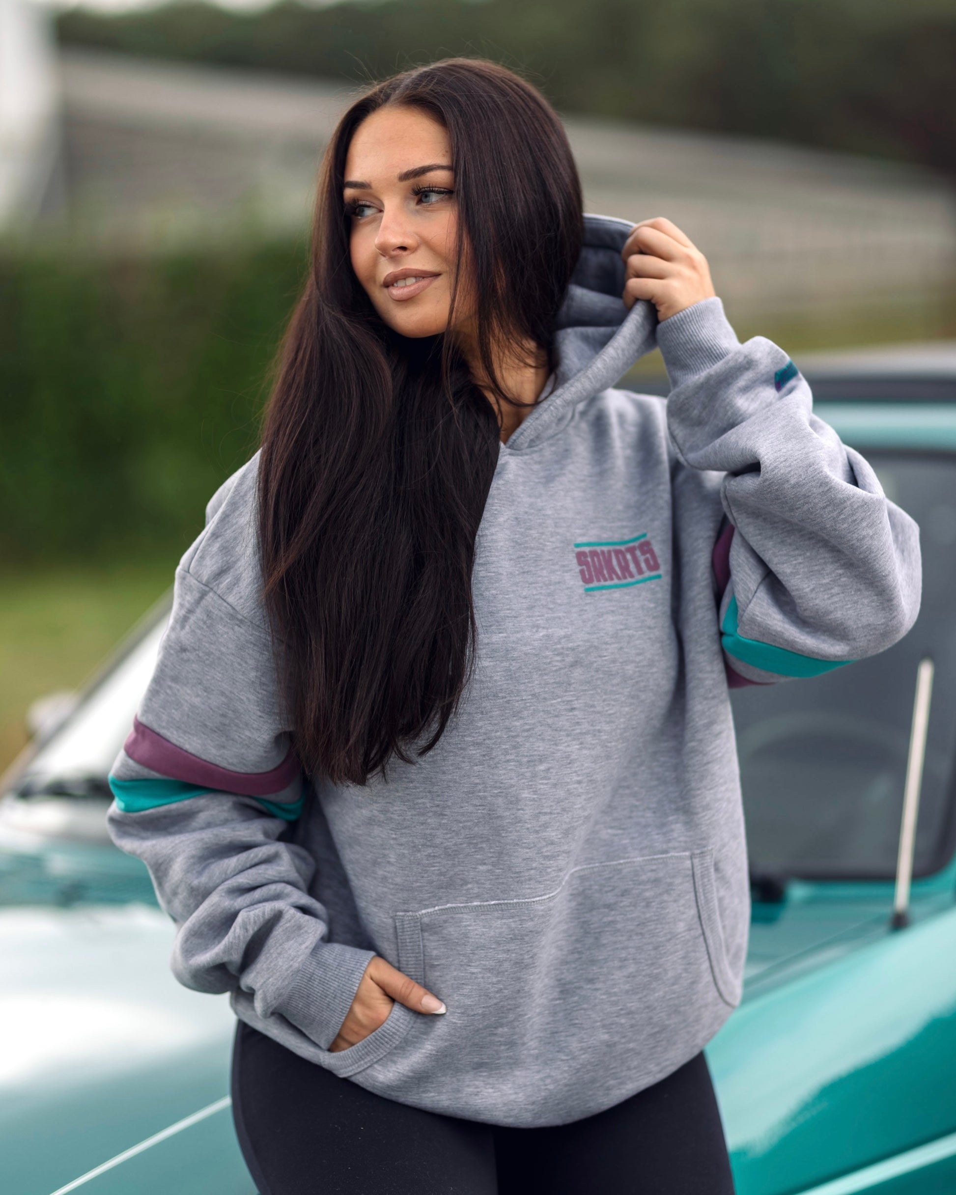 Oversized Unisex Hoodie | Stripes | Grau Meliert